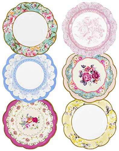 Talking Tables TS6-VINTAGE-PLATE Truly Scrumptious Tea Party Vintage Floral Paper Plates Small, Mixed Colors
