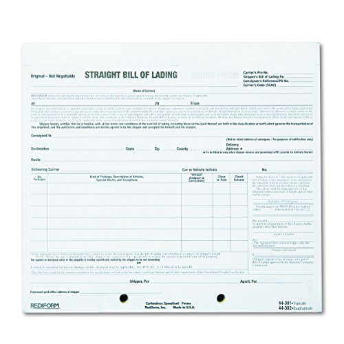 Rediform 44302 Bill of Lading Short Form, 7 x 8 1/2, Four-Part Carbonless, 250 Forms