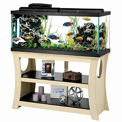 Aqueon Trends Black/Natural Wood Aquarium Stand, 48' L, 48 in, Natural Wood / Black