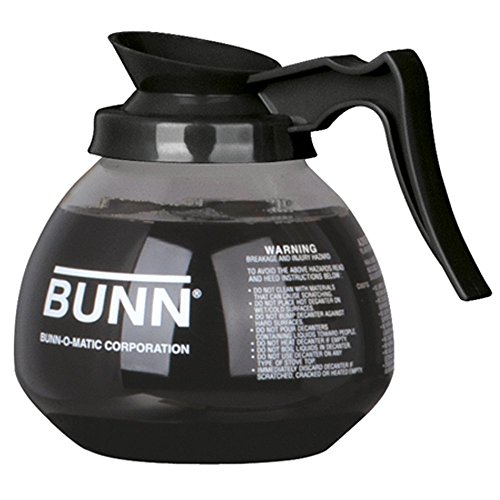 BUNN Coffee Pot Decanter/Carafe Black Regular - New Glass Design Shape - Ergonomic Handle - 12 Cup Capacity -