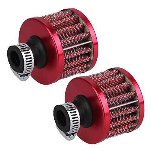 BQLZR 13Mm Red Cone Mini Oil Air Intake Crankcase Vent Valve Cover Breather Filter Pack Of 2