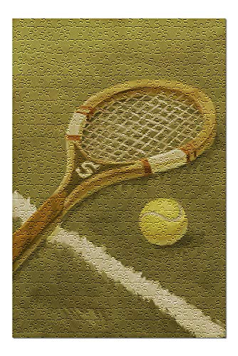 Tennis Racket - Oil Painting 76174 (Premium 500 Piece Jigsaw Puzzle for Adults, 13x19, Made in USA!)