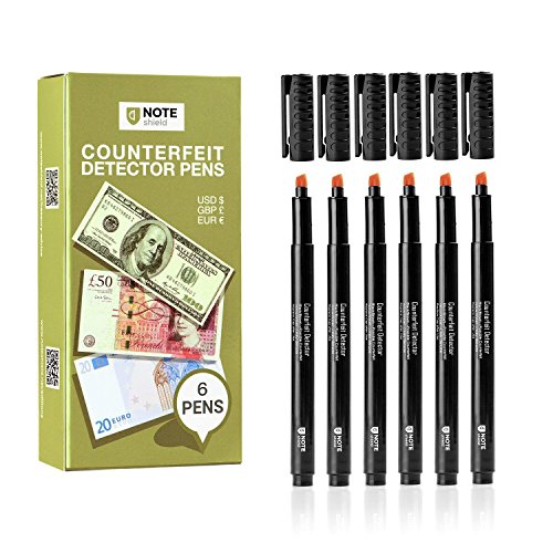 Counterfeit Money Checker & Pen Marker: 6 Pack of Fake Bill Detector Pens - Universal & Easy to Check Fake Bills, Counterfit Cash Detection Pack