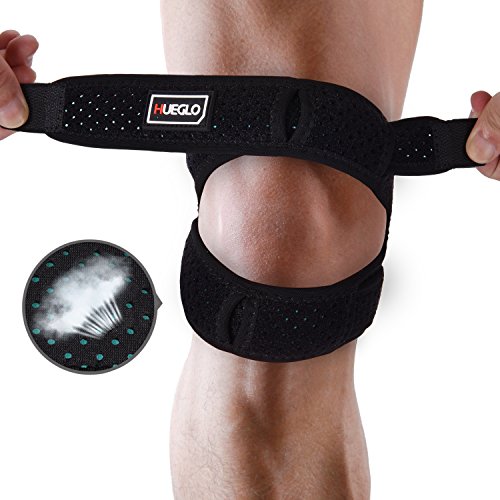 Dual Patella Knee Strap for Knee Pain Relief,Adjustable Neoprene Knee Brace Support for Running, Arthritis, Jumper, Tennis,Injury Recovery,Protection,Black(1 Piece),12'' - 17''