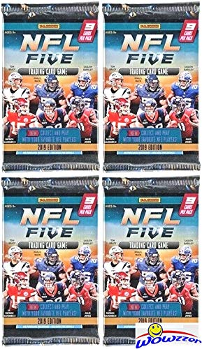 2019 Panini NFL Football FIVE Trading Card Game Collectors Package with (4) Factory Sealed Booster Packs with 36 Cards! Look for Stars & Rookies Cards of all Your Favorite NFL Players! WOWZZER!