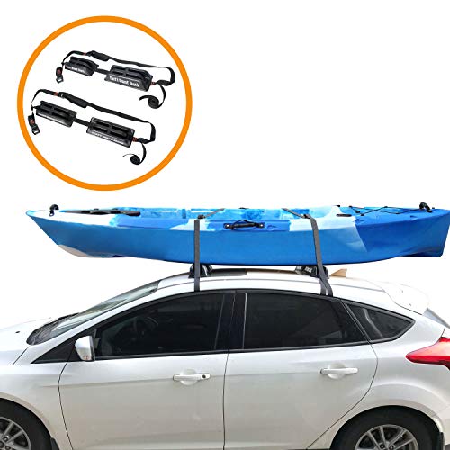 Onefeng Sports Kayak Roof Rack Car Soft Roof Rack Pad, Canoe/Boat/Surf/Ski Carrier Rack Roof Top Mount & Luggage Carrier with 1.5' Width Tie Down Straps