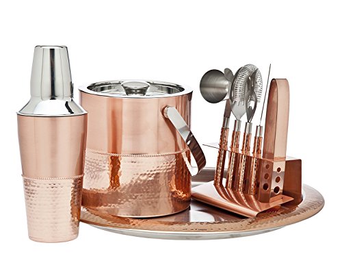 Godinger 9 Piece Barware Set, Copper