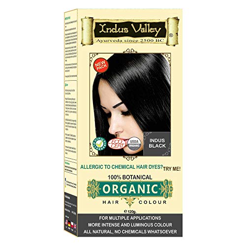 Indus Valley 100% Botanical 100% Organic Indus Black Natural Hair Dye for Sensitive Skin, Pregnant women, Lactating women & For Allergy Sufferers- 120 gm
