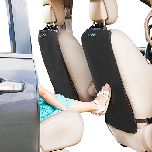 Enovoe Kick Mats - 2 Pack - Premium Quality Car Seat Protector Mat Best Waterproof Protection of Your Upholstery from Dirt, Mud, Scratches - Extra Large Car Seat Back Covers