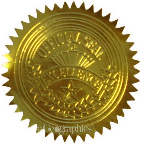 Geographics Gold Foil Certificate Seals, Embossed, Set of 100 (20014)