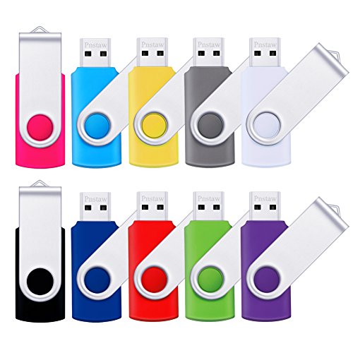 32GB USB 2.0 Flash Drive Pnstaw Swivel Memory Stick Thumb Drive Pen Drives Jump Drive for Data Storage, File Sharing(10 Pack,Multi-Color) (32GB)