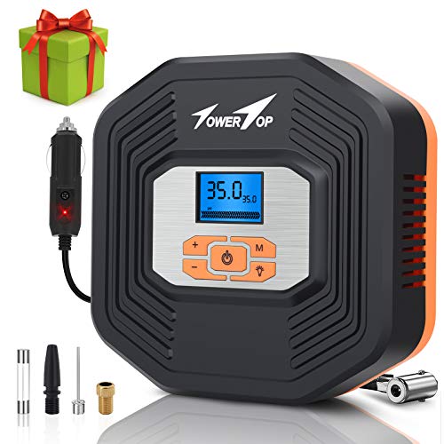 Air Compressor, 12V DC Portable Auto Tire Inflator Air Compressor, Car Tire Pump with Digital Display Pressure Gauge for Car, Bicycle, Sport Balls and Other Inflatables