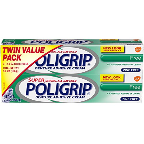 Super Poligrip Original Formula Zinc Free Denture Adhesive Cream, 2.4-ounce Twin pack