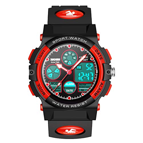Toys for 5-15 Year Old Boys Girls, Waterproof Digital Sport Watch for Boys Gifts for Boys Age 5-15 Kids Watches Boys Birthday Presents Christmas New Gifts for Kids Teenage Boys Gifts Ideas, Red