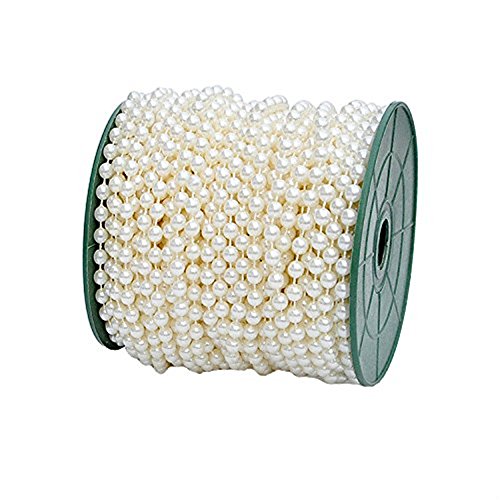 B&S FEEL 5mm Faux Pearl Beads Garland Pearl Bead Roll Strand for Wedding Party Decoration, 99 Feet Roll, Ivory