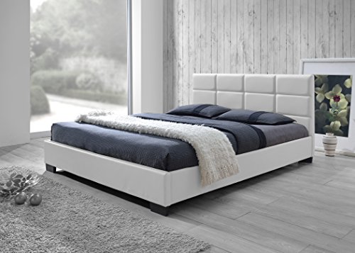 Baxton Studio Vivaldi Modern & Contemporary Faux Leather Padded Platform Base Bed, Full Size, White