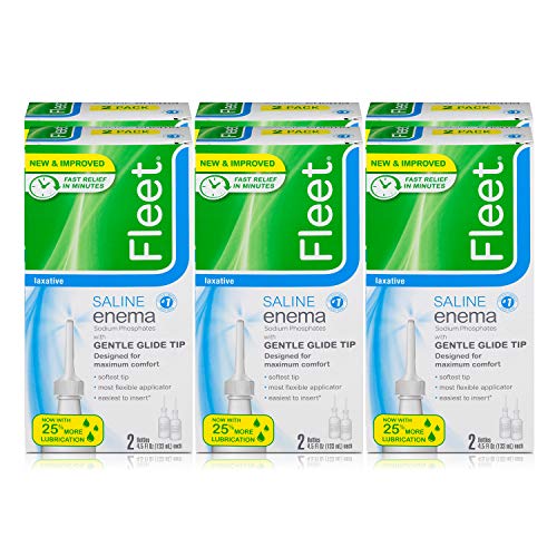 Fleet Laxative Saline Enema for Adult Constipation, 4.5 fl oz, 2 Bottles, 6 Pack