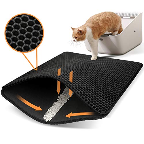 Polarduck Cat Litter Mat, 20' X 16', Cat Litter Trapping Mat, Honeycomb Double Layer Design, Urine and Water Proof Material, Scatter Control, Special Side Handles Design Easier to Clean,Washable