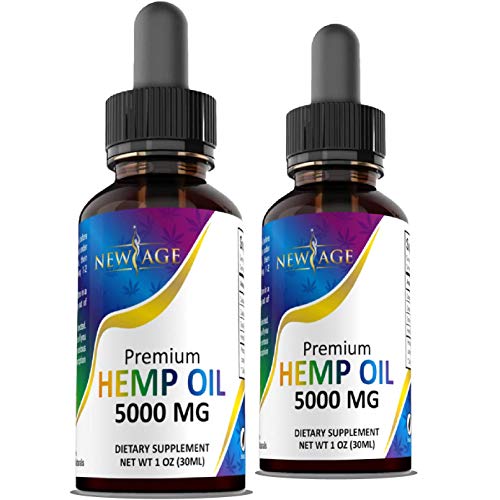 (2-Pack) 5000mg Hemp Oil Extract for Pain, Anxiety & Stress Relief - 5000mg of Pure Hemp Extract - Grown & Made in USA - 100% Natural Hemp Drops - Helps with Sleep, Skin & Hair.