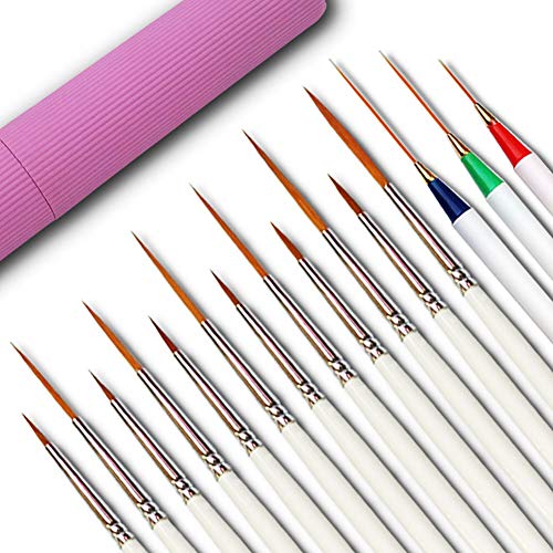 15 Pcs Paintbrushes, Detail Fine Miniature Paint Brushes Mini Tiny Micro Paintbrush Painting Set | Extra Fine Point Tip | for Figurine Fabric Citadel Face Acrylic Watercolor Oil by Afantti