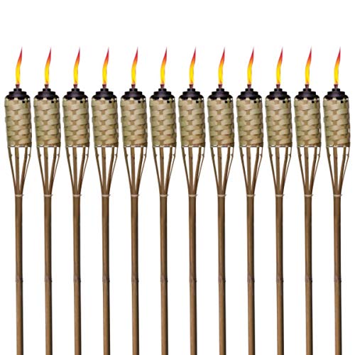 TIKI Brand Brown Easy Pour 12-Pack 57 Inch Tiki Torch Bamboo Classic Weave