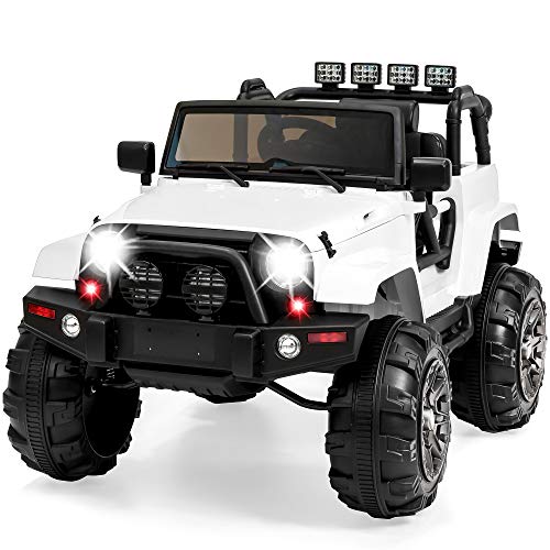 Best Choice Products Kids 12V Ride On Truck w/ Remote Control, 3 Speeds, LED Lights, AUX, White