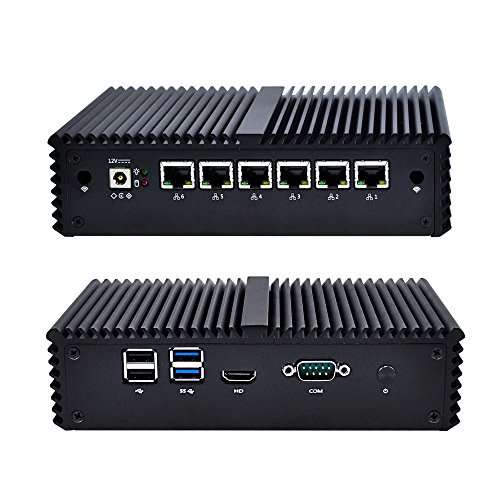 Qotom-Q555G6-S05 Qotom Mini PC Intel Core i5 7200U Industrial Micro PC Barebone System Dual Core Desktop Small Computer with 6 Gigabit Ethernet NIC