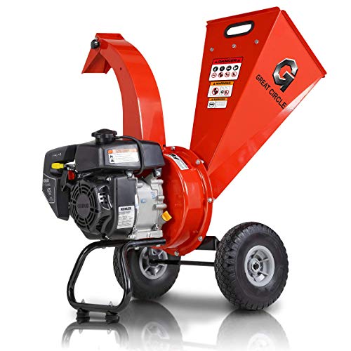 GreatCircleUSA Mini Wood Chipper Shredder Mulcher Kohler Engine 6.5 HP 196cc Gas Powered 2.5' Inch Max Wood Capacity EPA/CARB Certified Aids in Fire Prevention/Building Firebreaks