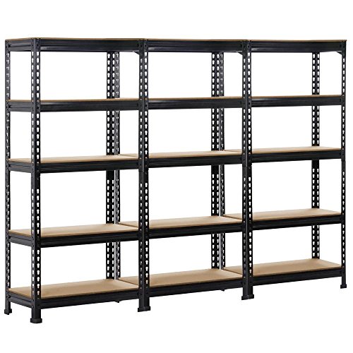 Topeakmart 3 Pack Heavy Duty 5 Tier Commercial Industrial Racking Garage Shelving Unit Adjustable Display Stand,59.1 inch Height