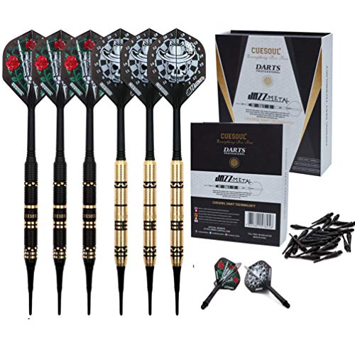 CUESOUL Jazz - Soft Tip Darts Set 19 Grams with 6pcs AK5 Plastic Integrated Flights & 36pcs Plastic Tips for Electronic Dart Board