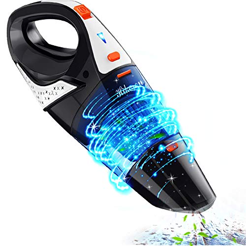 Handheld Vacuum, Hikeren 7Kpa Powerful Suction Wet & Dry Vacuum Cleaner, Handheld Vacuum Cordless with Quick Tech, Rechargeable Portable Handheld Vac with Stainless Steel HEPA Filter
