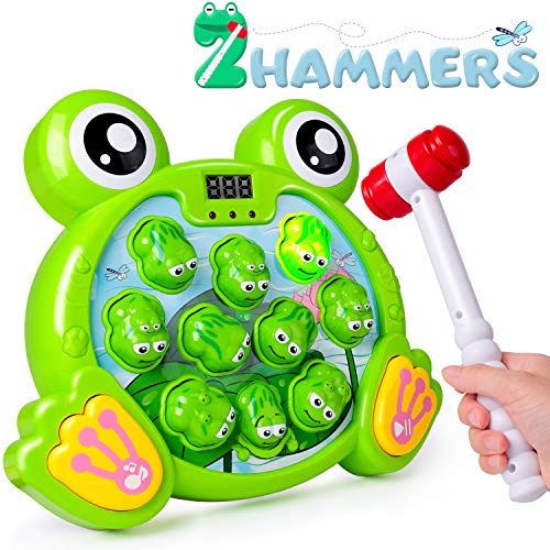 rolimate Whack A Frog Interactive Game, Hammering Pounding Toy Activity Game Music Toy, Montessori Early Educational Developmental STEM Toy Fine Motor, Best Gift for 3 4 5 6 7 8 Years Boy Girl Toddler