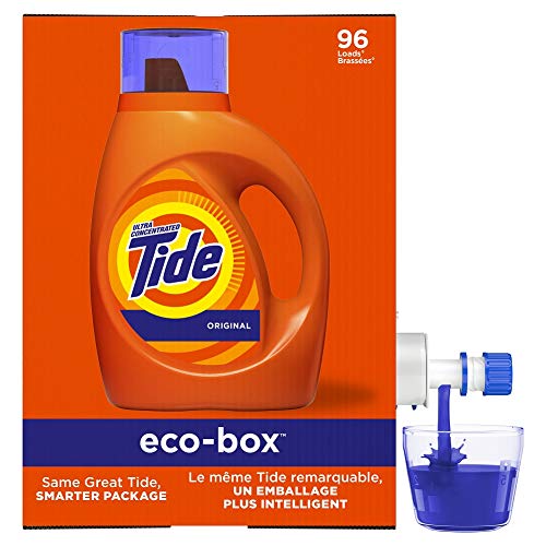 Tide Laundry Detergent Liquid Eco-Box, Concentrated, Original Scent, 105 oz, HE Compatible, 96 Loads