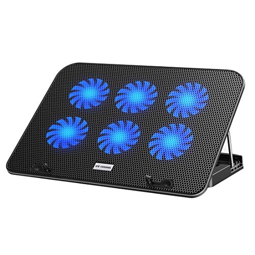 ICE COOREL Laptop Cooling Pad for 15.6 14 13 Inch, Laptop Cooler with 6 Quiet Cooling Fans and 5 Stand Height Adjustable, Notebook Cooling Pad Dual USB 2.0 Ports and Adjustable the Wind Speed