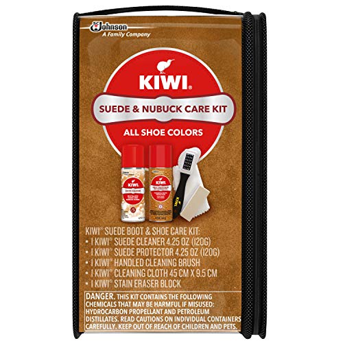 KIWI Suede and Nubuck Shoe Cleaner Kit | For Shoes, Boots, and More | Includes Cleaner, Protector, Brush, Cloth, Eraser Block