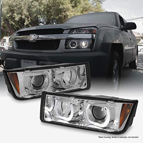 For 2002-2006 Chevy Avalanche [Cladding Body] Premium Dual Halo Rim Projector Headlights Assembly