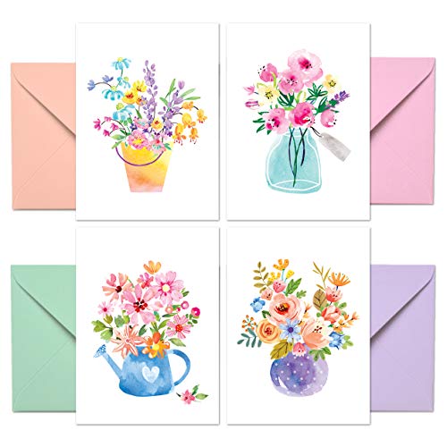 Blank Cards with Envelopes - 48 Floral Blank Note Cards with Envelopes – 4 Assorted Cards for All Occasions! Blank Notecards and Envelopes Stationary Set for Personalized Greeting Cards-4x5.5'