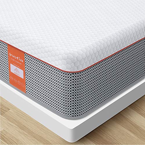 Full Mattress, Inofia Full Size Gel Memory Foam Hybrid Mattress, 10 Inch Individual Pocket Spring Double Mattress, Bed in a Box, Stronger Edge Support, More Pressure Relief, Full Size