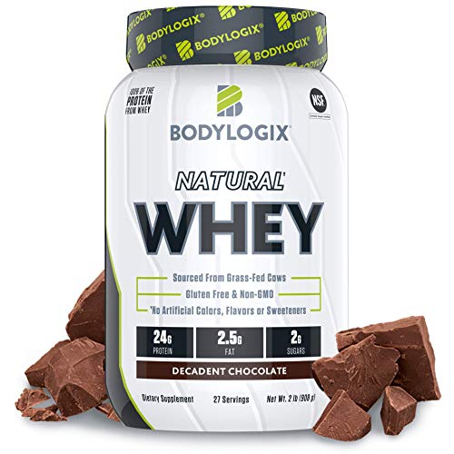 Bodylogix Natural Grass-Fed Whey Protein Powder, NSF Certified, Decadent Chocolate, 2 Pound