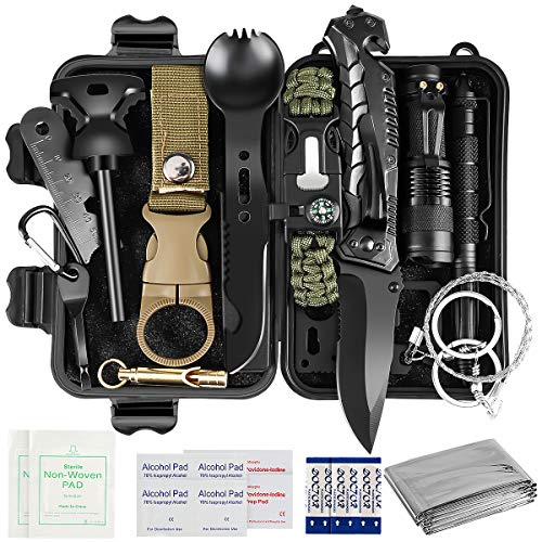 Puhibuox 35 in 1 Survival Gear and Equipment, Gifts for Men Dad Boyfriend Father, Emergency Survival Kit, First Aid Kit, Emergency Camping Gear for Hiking, Hunting, Adventure Outdoors Sport
