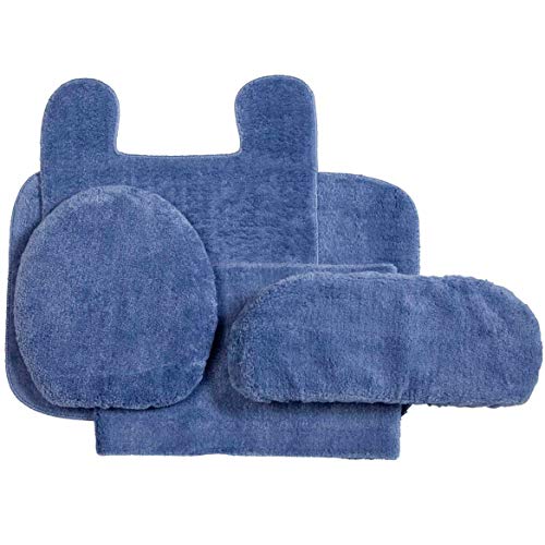 Madison Industries 5 Piece Rug and Toilet Tank Set, Blue