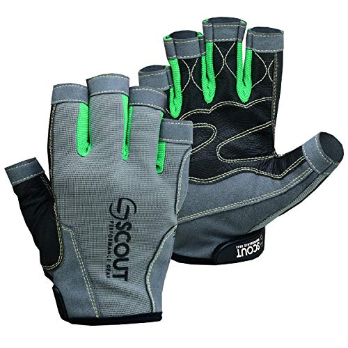 SCOUTPERFORMANCEGEAR New Sailing Gloves Kayak Yachting Rope Dinghy Fishing Waterski Sports Dexter Series Green (Large(8.5'-9.5'))