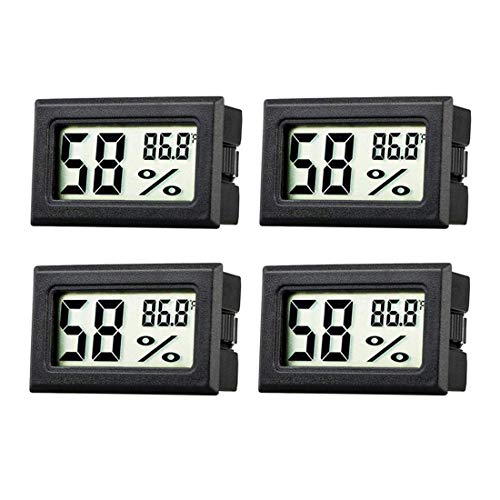 JEDEW 4-Pack Hygrometer Gauge Indoor Thermometer,Mini Digital LCD Monitor Temperature Outdoor Humidity Meter for Humidors Greenhouse Basement Cellar Closet, Measure in Fahrenheit (℉)