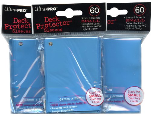 Ultra Pro Card Supplies YuGiOh Sized Deck Protector Sleeves Light Blue 60 Count x3