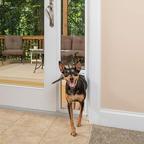 PetSafe Freedom Aluminum Patio Panel Sliding Glass Dog and Cat Door - Adjustable 91 7/16 in to 96 in - Medium White Pet Door