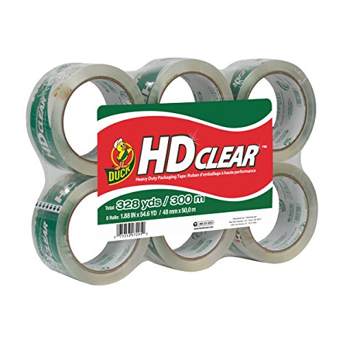 Duck HD Clear Heavy Duty Packing Tape Refill, 6 Rolls, 1.88 Inch x 54.6 Yard, (441962)
