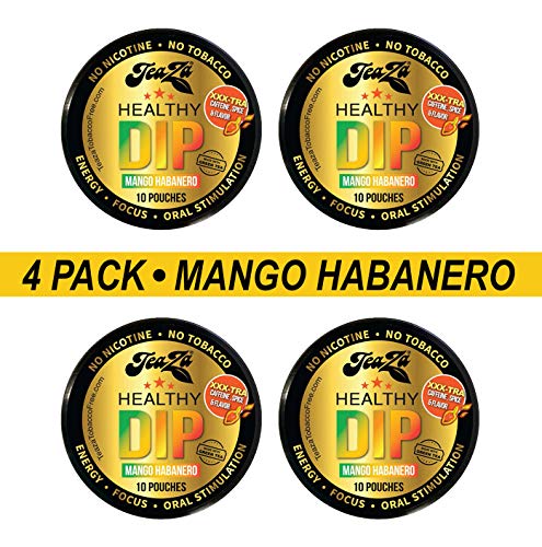 TeaZa Mango Habanero Healthy Dip, Herbal Energy Supplement, 10 Count, 4 Pucks (40)