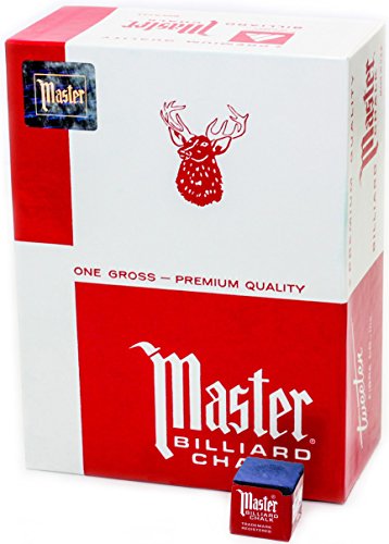 Master Billiard/Pool Cue Chalk, Gross Box, 144 Cubes, Blue