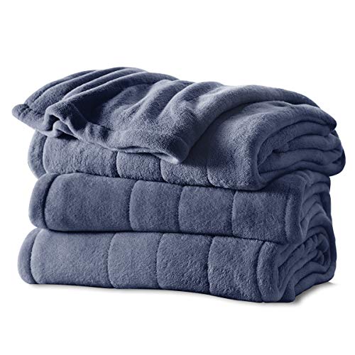 Sunbeam Microplush Heated Blanket, Queen, Heritage Blue