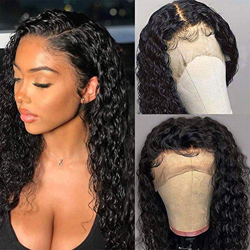 Deep Wave lace Front Wigs with Baby Hair Pre Plucked 100% Unprocessed Brazilian Deep Wave Lace Front Wigs Human Hair 150% Density Full End Lace Wigs Deep Wave Lace Front Wigs(16 inch)